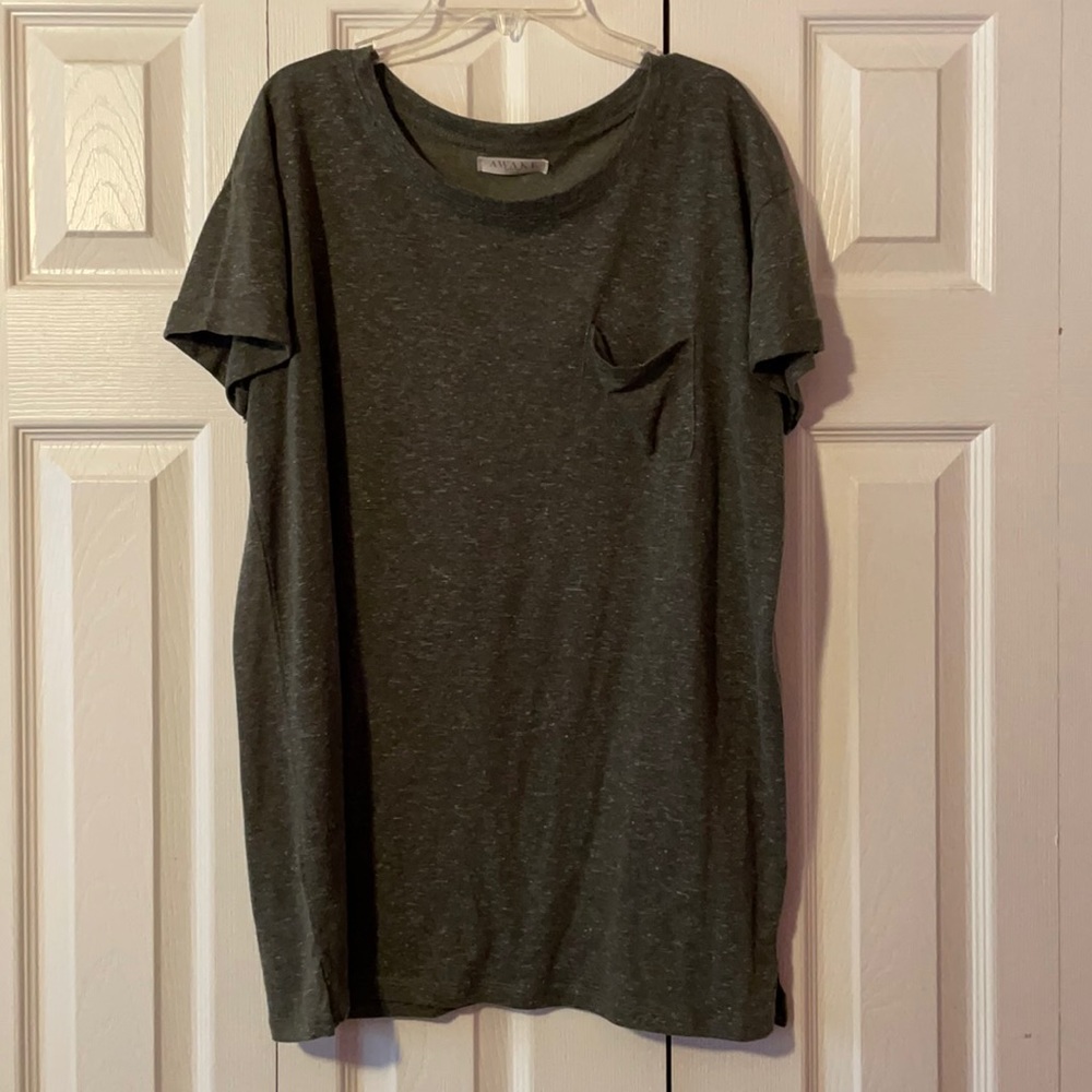 Green, Light Material Cuffed Tshirt